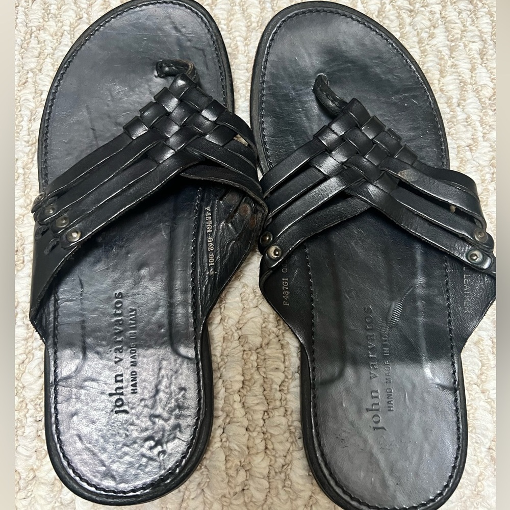 John Varvatos leather flip flops